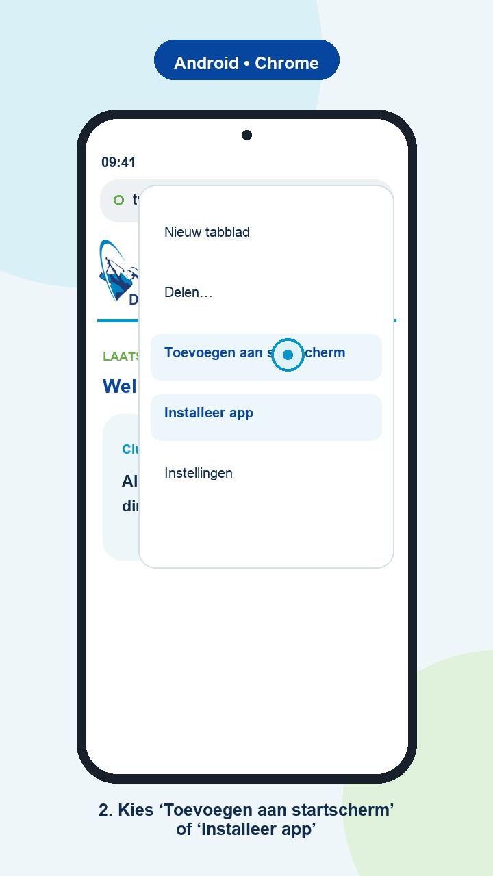 Het Chrome-menu met de installatieopties