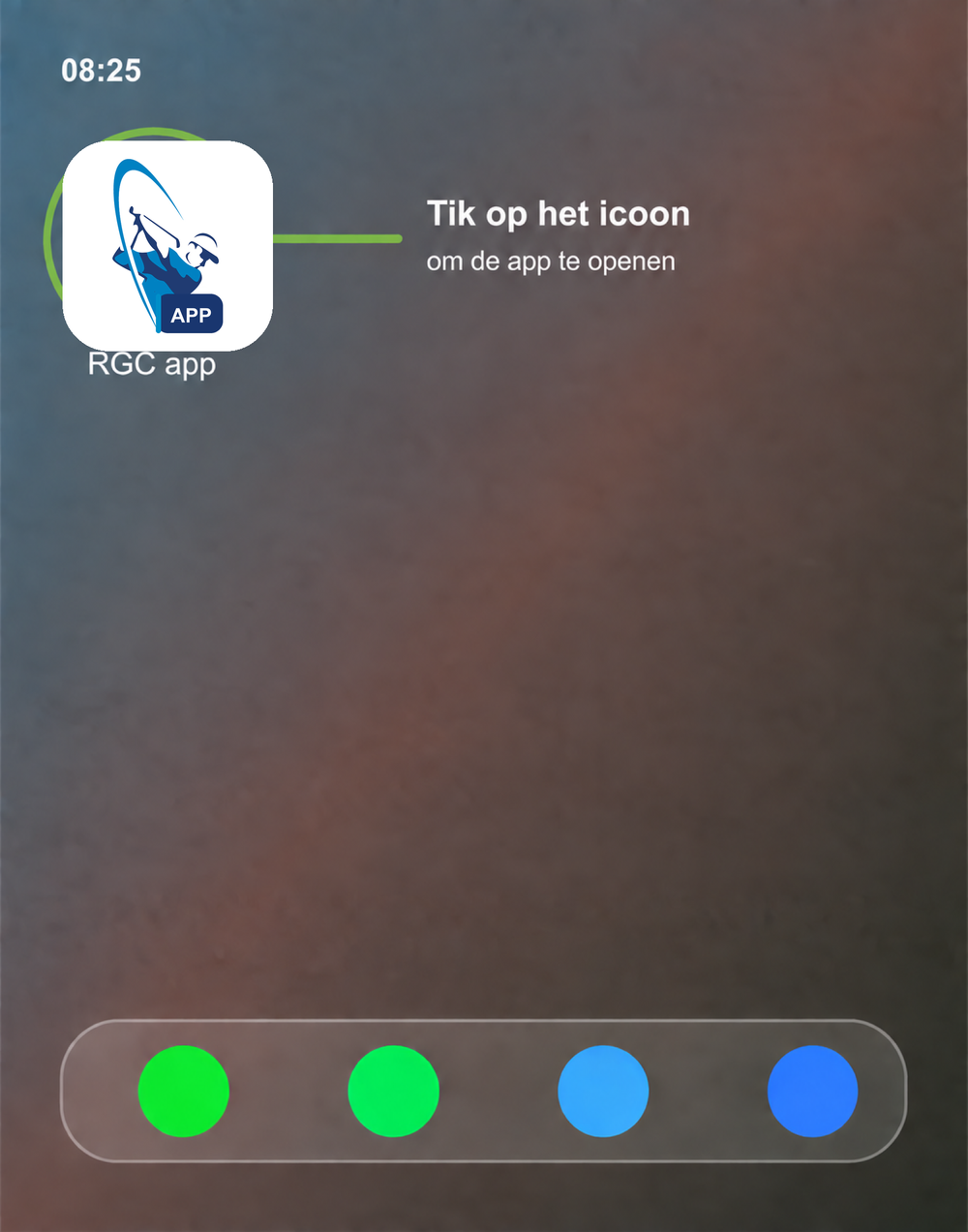 Het RGC app-icoon op een Android-startscherm